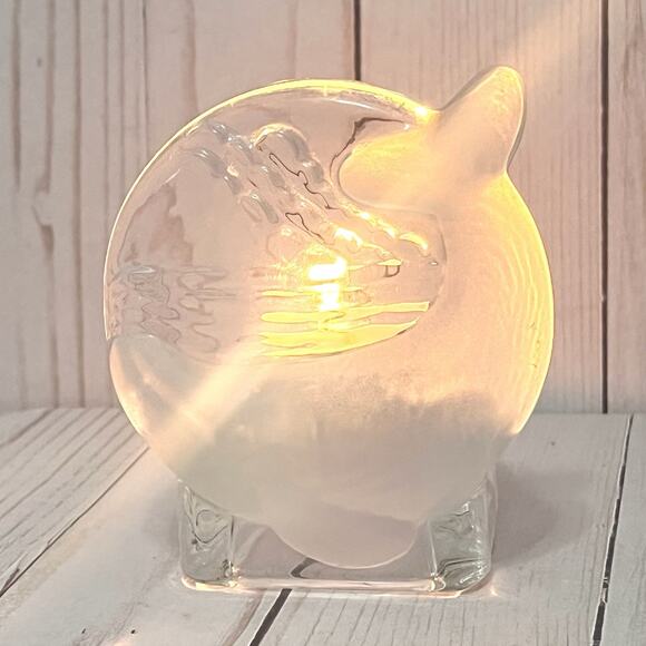 Vintage 1990's PARTYLITE Retired Frosted Whale Sea Ocean Tea Light Candle Holder - Picture 2 of 9